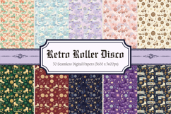 Retro Roller Disco Digital Paper,80s Neon Skate Pattern Product Image 1