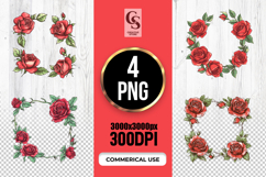 Rose Floral Wreath Frame Clipart Sublimation PNG Product Image 1