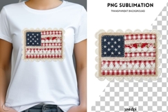 Patriotic Patchwork Flag PNG, Floral USA Flag Clipart Product Image 1