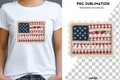 Patriotic Patchwork Flag PNG, Floral USA Flag Clipart Product Image 1