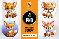 Cute Baby Fox Sitting Clipart Sublimation PNG Product Image 1