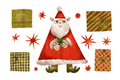 Cartoon Santa Claus with Presents. Cheerful Santa Claus Product Image 1