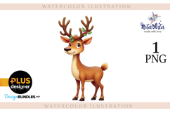 New Year&#039;s Christmas deer watercolor Product Image 1