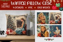 Retro Christmas House Pillowcase PNG, Christmas Pillow Case Product Image 1
