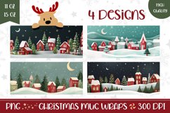 Christmas Village Mug Design, Winter Houses Mug Wrap Product Image 1