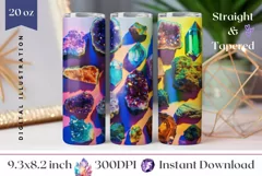 Gemstones Tumbler Design, Minerals Tumbler Sublimation PNG Product Image 1