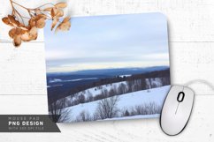 Snow-Covered Forest with Glowing Lights Mouse Pad PNG Product Image 1