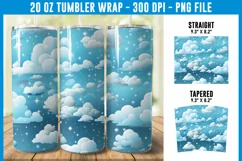 Snowy Clouds Tumbler Wrap | Winter Tumbler Wrap Product Image 1