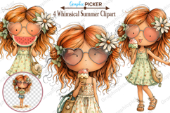 Whimsical Summer Girl Clipart, Cute Beach Girls PNG, Summer Product Image 2