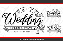 Happy Wedding split monogram, Wedding Sign SVG Cut Files Product Image 1