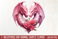 Valentines Day Animal Couple Clipart, Valentine Couple Product Image 1