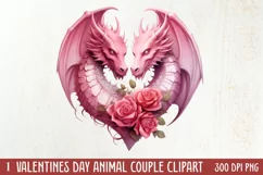 Valentines Day Animal Couple Clipart, Valentine Couple Product Image 1