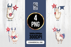 Watercolor Patriotic Llama Clipart PNG Product Image 1