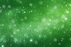 A green background with snowflakes &amp; sparkles falling gently Product Image 1