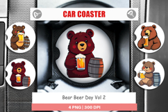 Car Coaster Bear Beer Day Product Image 1