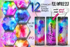Watercolor | 12 Seamless Skinny tumbler designs with name Product Image 1