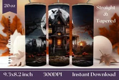3d Halloween House Tumbler Wrap, 3D Halloween Sublimation Product Image 1