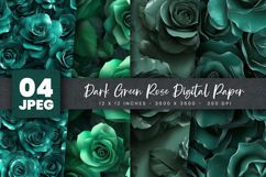 Dark Green Rose Digital Paper Product Image 1