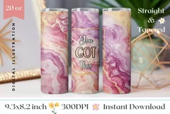 Pink Marble Tumbler Wrap, You Got This Tumbler Sublimation Product Image 1