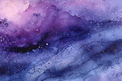 Deep Purple Blue Glitter Galaxy Watercolor Nebula Texture Product Image 1