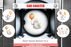 Car Coaster Watercolor Ghost Spooky Balloons Product Image 1