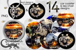 Watercolor Motorcycle | Sublimation car coaster &amp; key chain Product Image 1