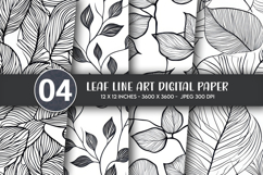 Leaf Line Art Digital Paper Product Image 1