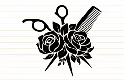 Floral Hairstylist Svg, Flower Svg, Rose Scissors Svg, Product Image 4