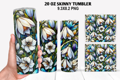 Florals Skinny Tumbler 20oz Wrap Design, Winter Tumbler PNG Product Image 1