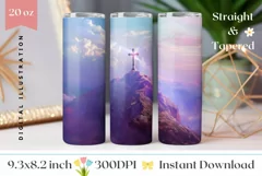 Cross Tumbler Sublimation Design, Easter Tumbler Wrap PNG Product Image 1