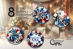 Patriotic USA flowers | 8 American Round earring designs Product Image 1