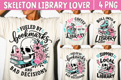 Library Lover Skeleton PNG, Bookworm Humor Reading Club Product Image 1