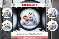 Sweet Pastry Coffee Ghost Car Coaster Product Image 1