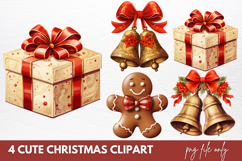 Watercolor Christmas Gingerbread Cookie Clipart Product Image 1
