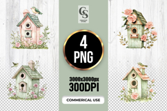 Floral Garden Birdhouse Illustration Clipart Sublimation PNG Product Image 1