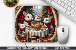 Rabbit Family Mouse Pad Sublimation, Christmas Mouse Pad PNG Product Image 1