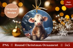 Christmas Baby Animals Ornament, Highland Cow Ornament PNG Product Image 1