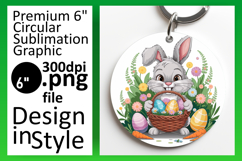 Chic Round Design Keychain PNG , Easter Bunny Product Image 1