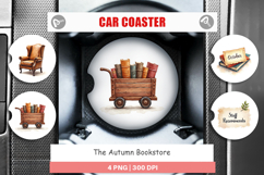 Car Coaster Cozy Autumn Bookstore Product Image 1