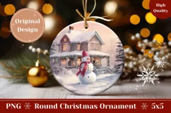 Christmas Ornament PNG, Watercolor Snowman Ornament Product Image 1
