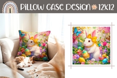 Easter Eggs Pillow Design, Funny Easter Bunny Pillow PNG Product Image 1