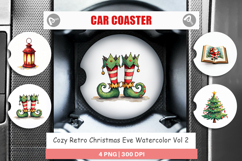 Retro Christmas Eve Car Coaster Product Image 1