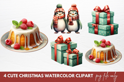 Cute Christmas Watercolor Clipart Sublimation PNG Product Image 1
