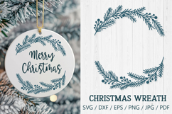 Christmas Wreath SVG | Pine Branch and Berry Frame Cut File Product Image 1