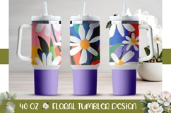 Pop Art Flowers Tumbler Template, Purple 40 Oz Tumbler Wrap Product Image 1
