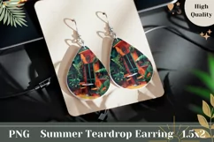 Tropical Teardrop Earrings PNG, Tropical Leaves Sublimation Product Image 1