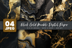 Black Gold Marble Digital Paper Product Image 1