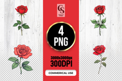 Single Red Rose Botanical Clipart Sublimation PNG Product Image 1