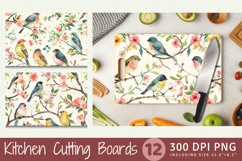 Spring Watercolor Birds Cutting Boards sublimation Designs Product Image 1
