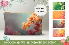 Spring Flowers Cosmetic Bag, Floral Cosmetic Bag Print Product Image 1